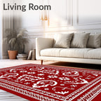 Crimson White Folk Art Medallion Rug