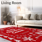 Red White Snowflake Christmas Trees Rug