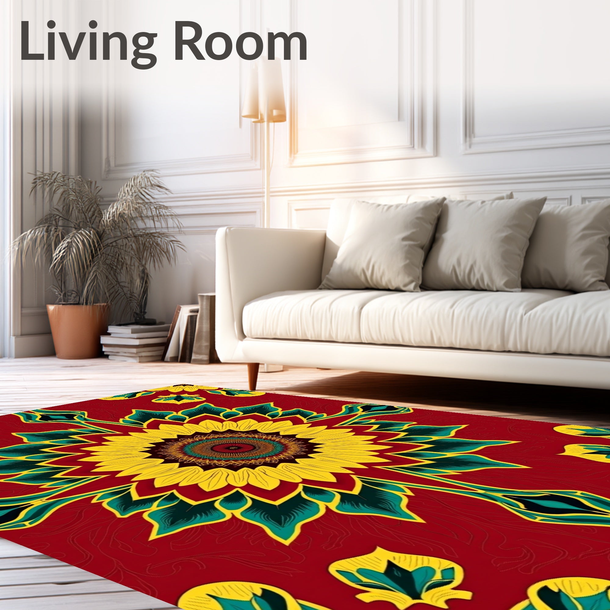 Vibrant Marigold Mandala Bloom Rug