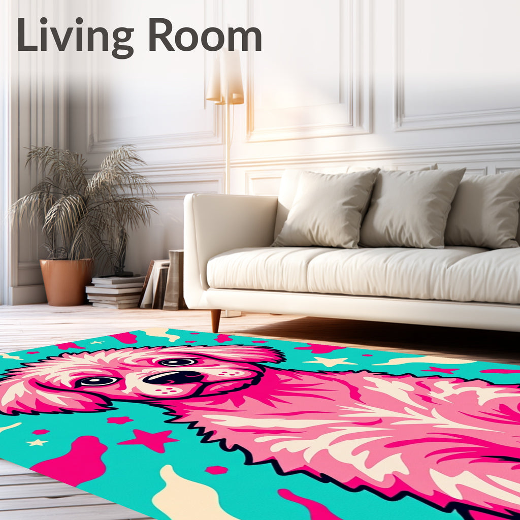 Pink Fluffy Puppy Pop Art Rug