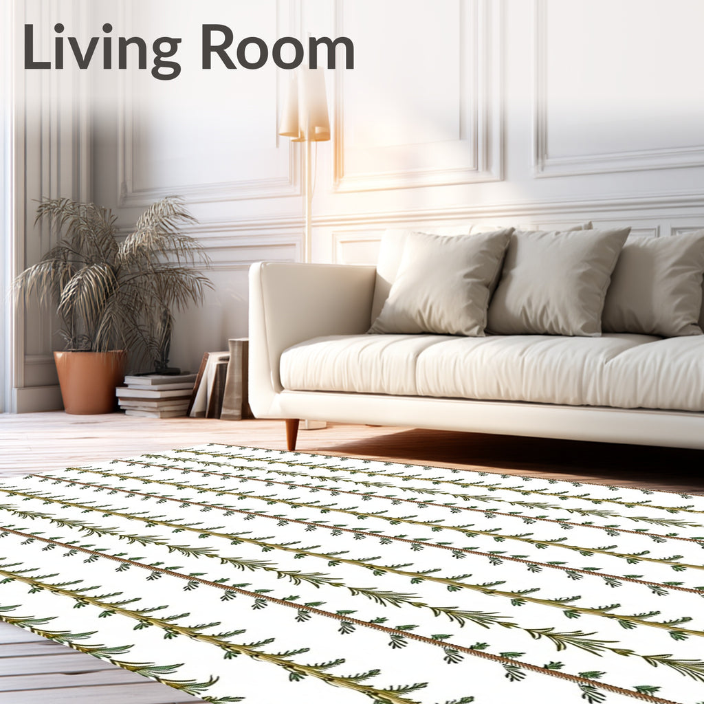 Vertical Green Pine String Garland Rug