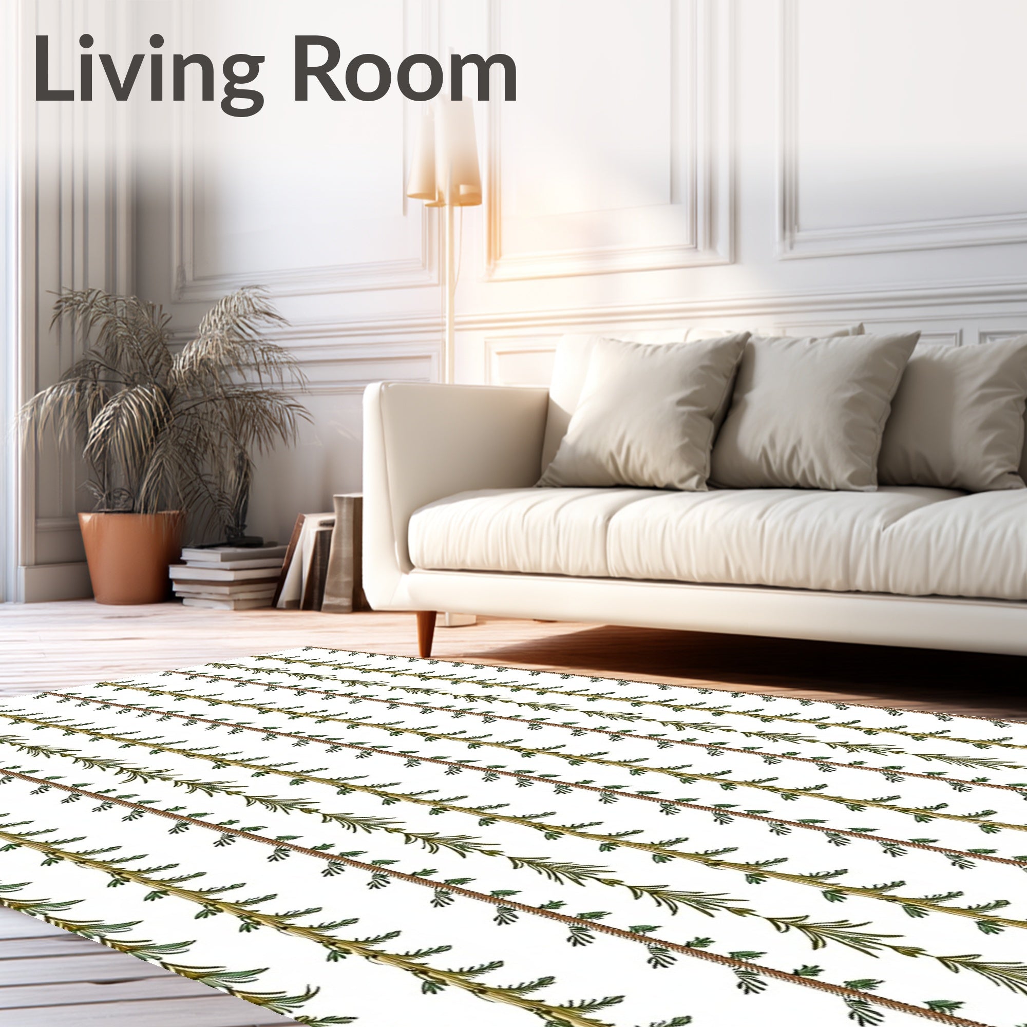 Vertical Green Pine String Garland Rug