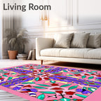 Vibrant Pink Purple Floral Medallion Rug