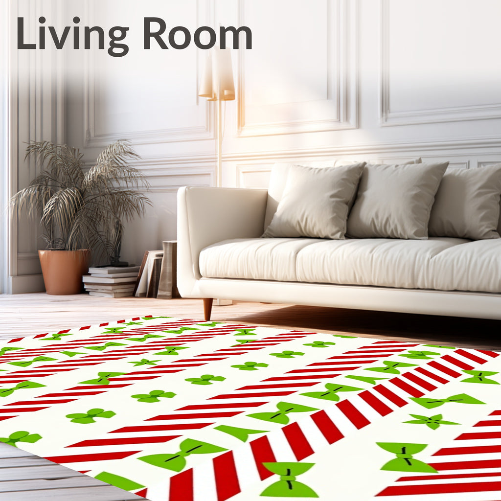 Red Stripe Green Bow Scattered Rug