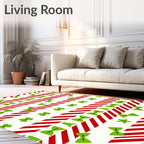 Red Stripe Green Bow Scattered Rug
