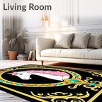 Elegant White Unicorn Pink Mane Medallion Rug