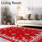 Red Winter Snowflake Ornamental Rug