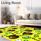 Charming Brown Cauldron Yellow Floral Rug