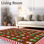 Festive Elf Characters Brown Background Rug