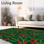 Forest Green Red Holly Garland Rug