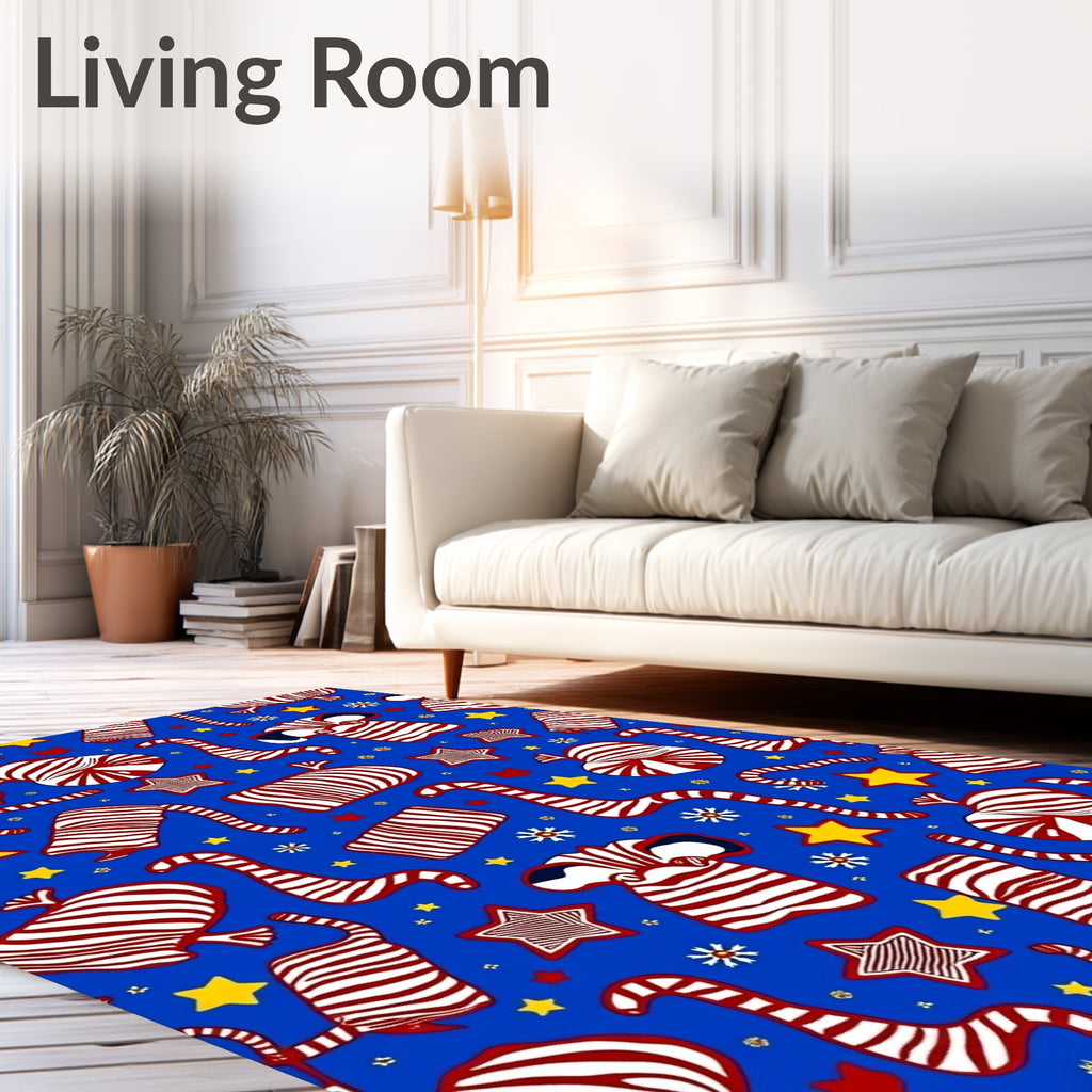 Whimsical Red White Zebra Stars Rug