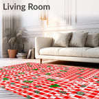 Festive Red Gingham Holiday Scatter Rug