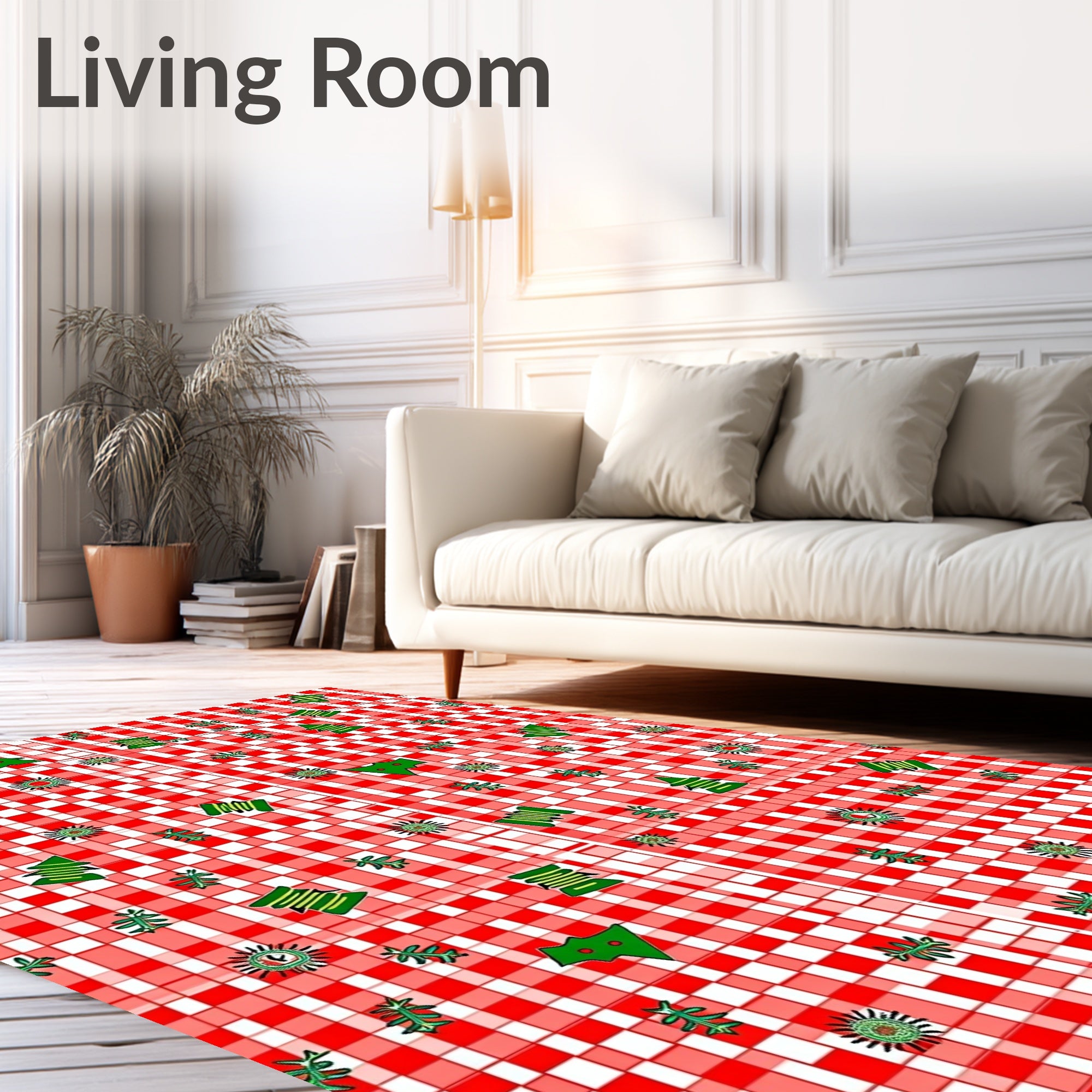 Festive Red Gingham Holiday Scatter Rug