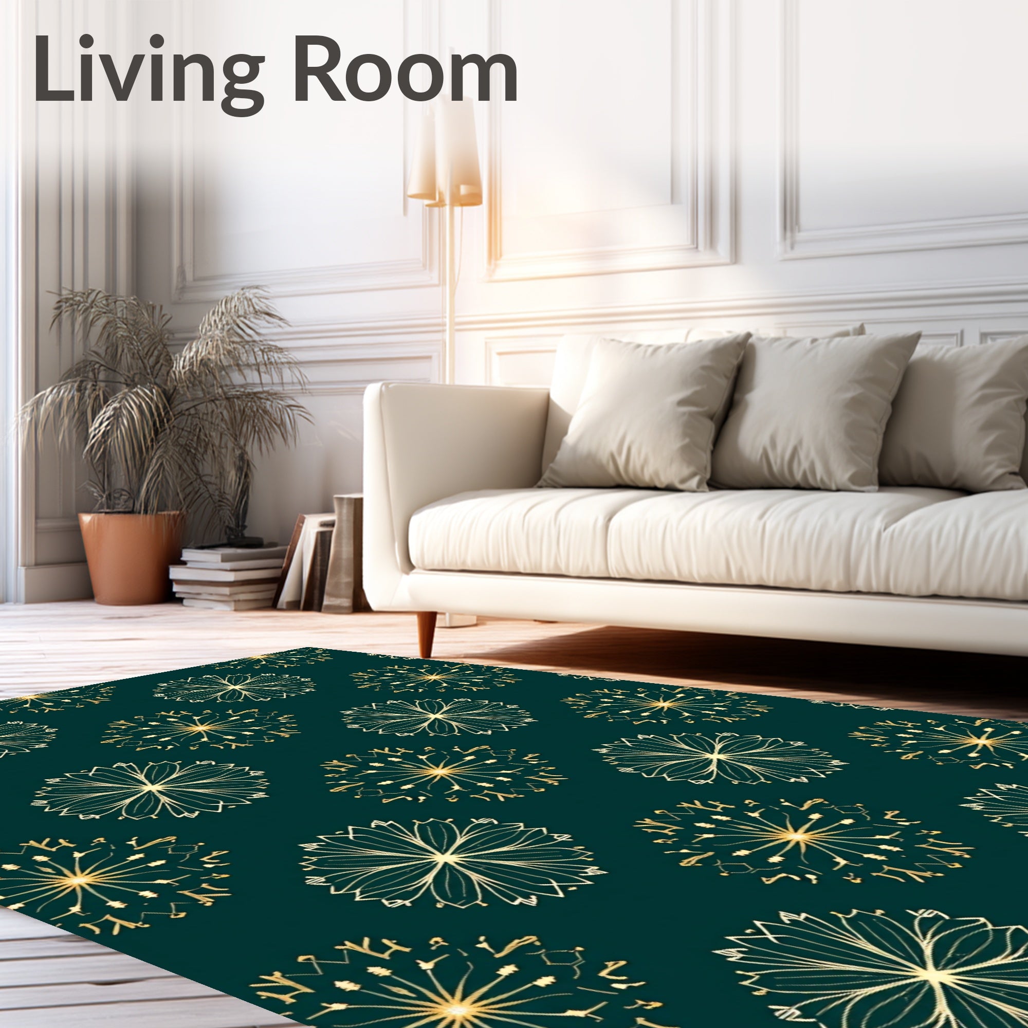 Timeless Golden Starburst Floral Rug