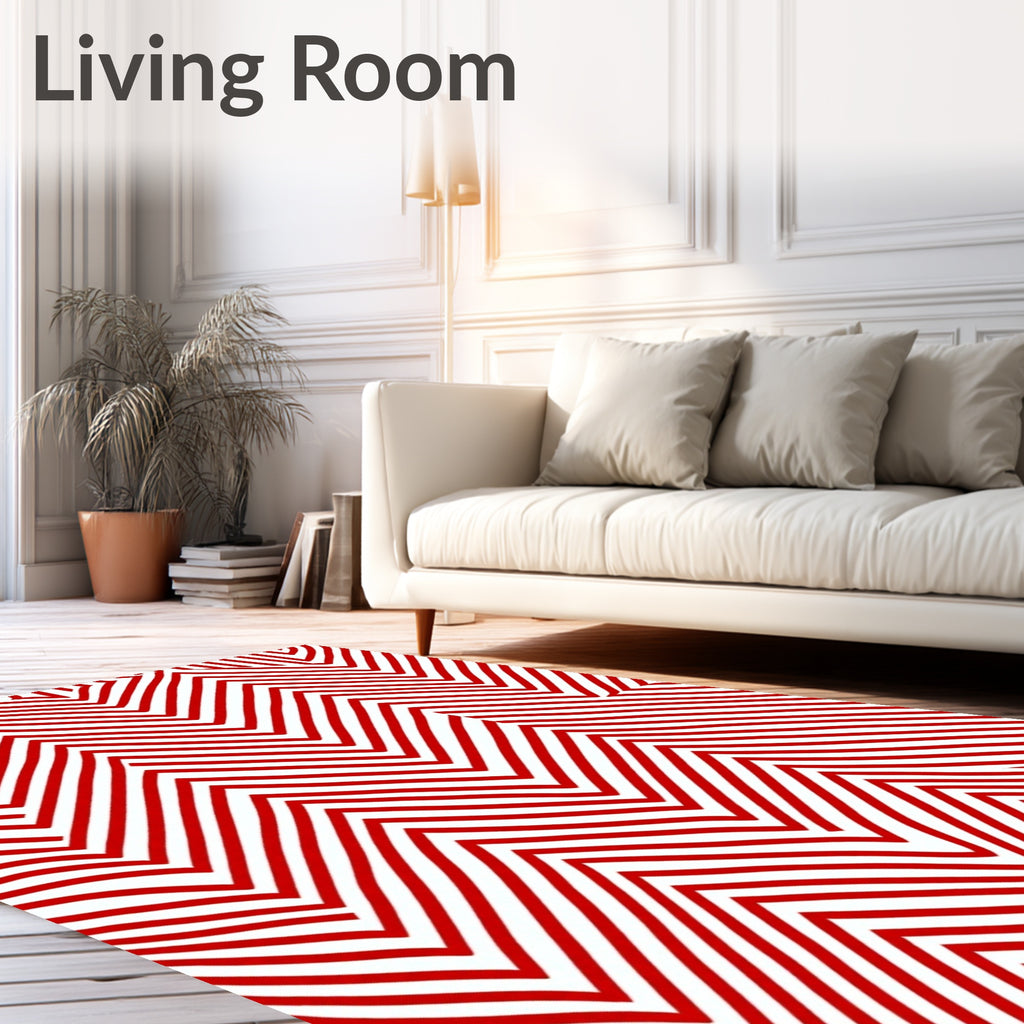 Bold Red Jagged Stripe Rug
