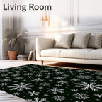 White Snowflake Scatter Dark Background Rug