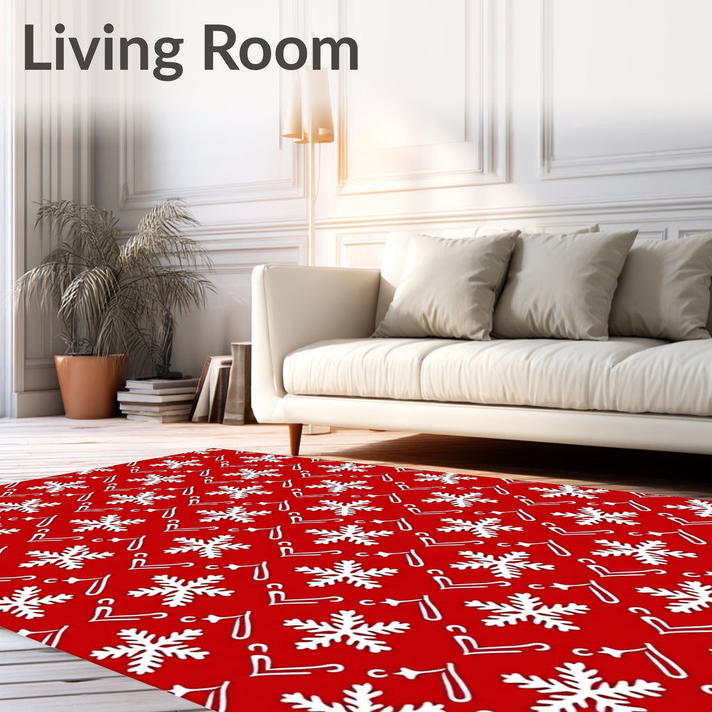 Crimson Snowflake Ornament Repeat Rug