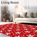 Crimson Snowflake Ornament Repeat Rug