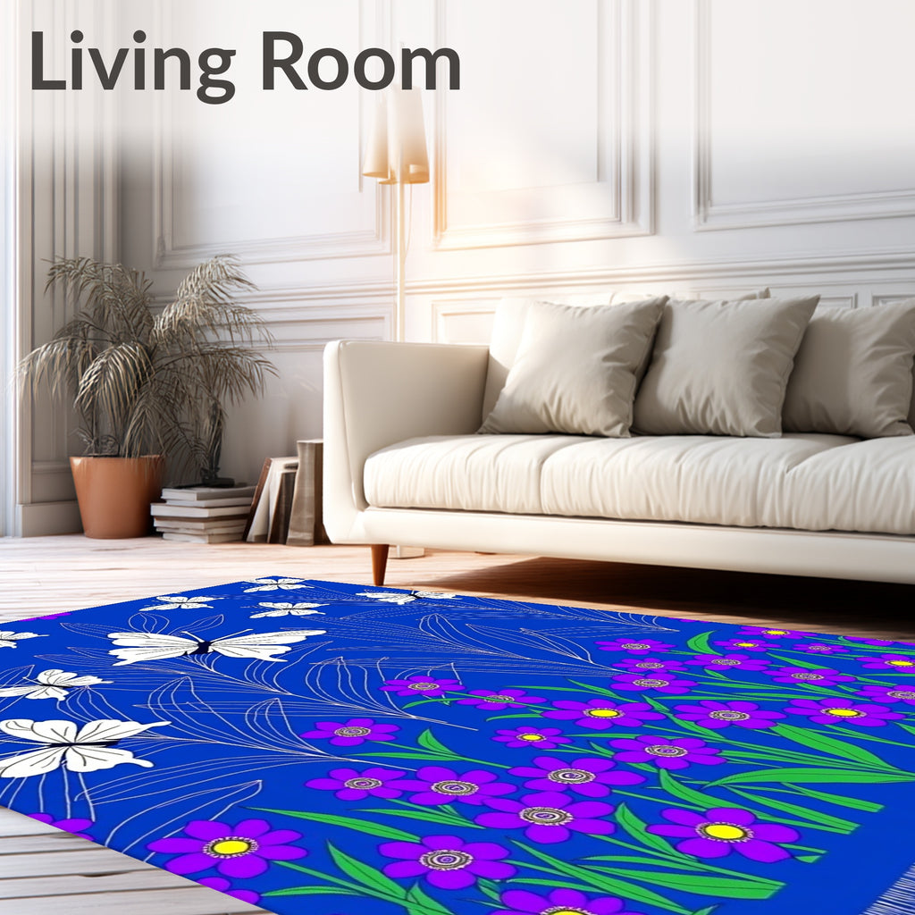 Vibrant Violet Butterfly Garden Rug