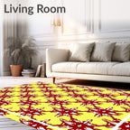 Crimson Sunburst Lattice Yellow Rug