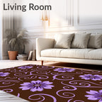 Brown Lavender Floral Swirl Rug