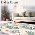 Sage Green Leaf And Pearl Garland Rug