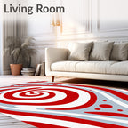Crimson Swirl Abstract Circular Rug
