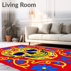 Vibrant Yellow Skull Floral Garland Rug