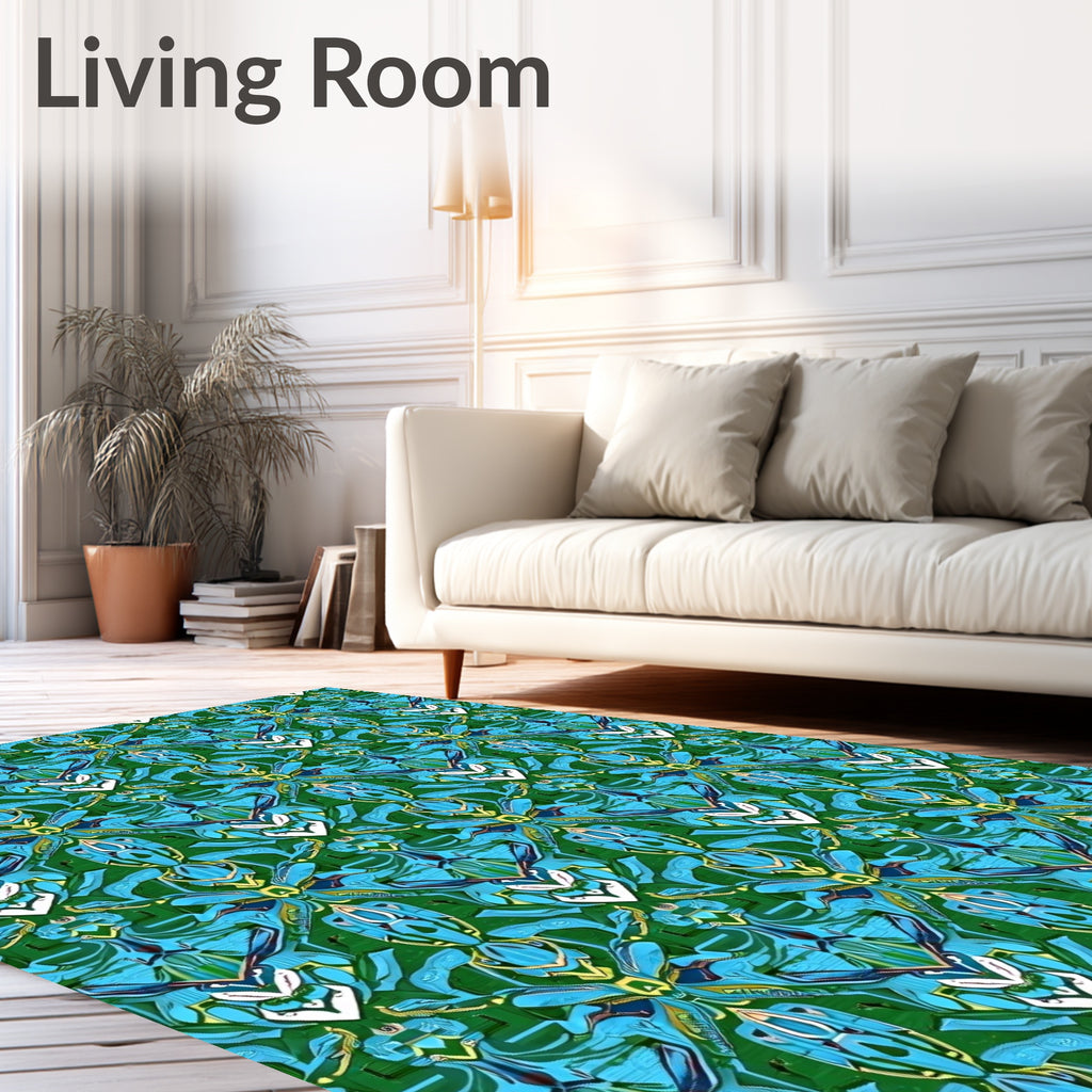 Emerald Teal Medallion Geometric Rug