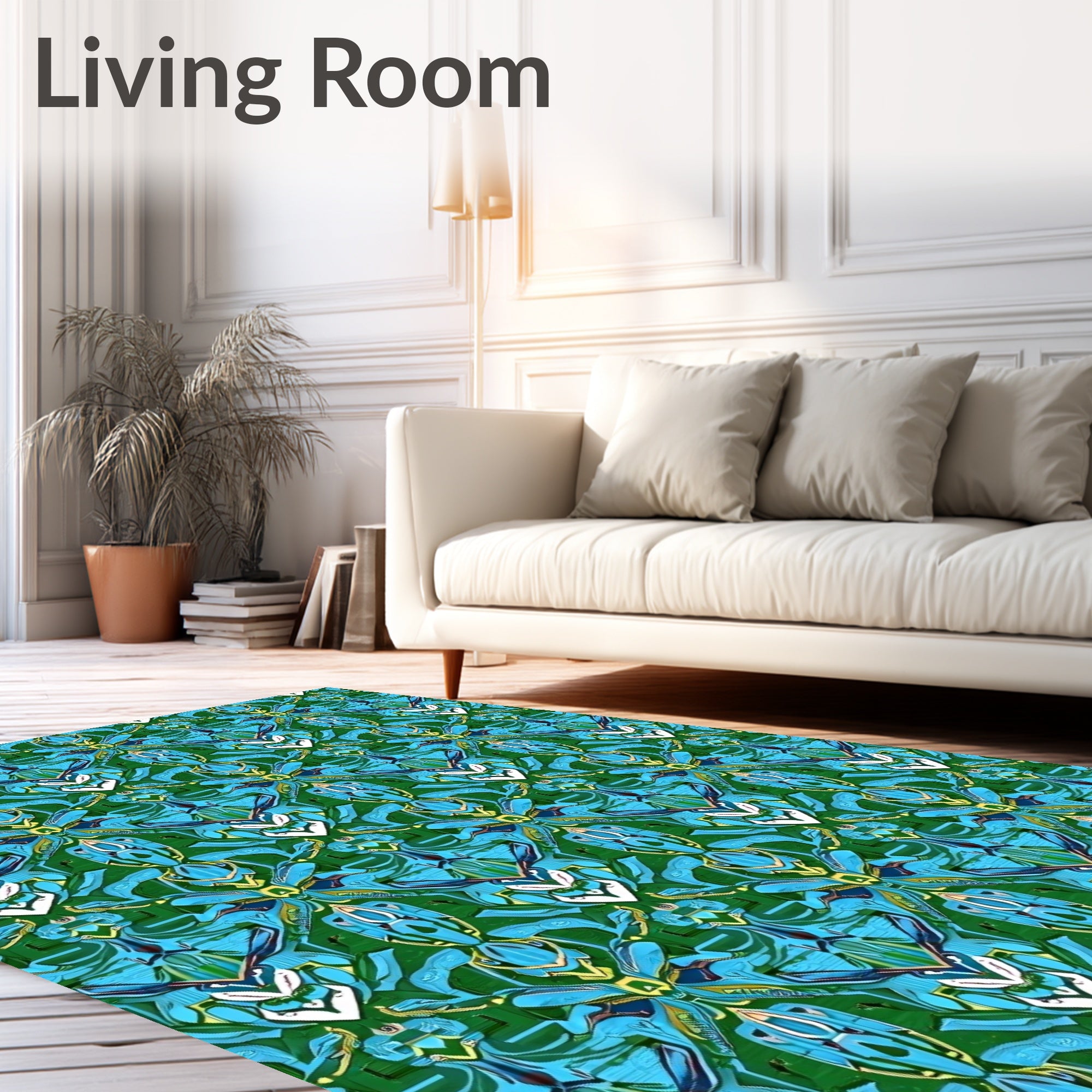 Emerald Teal Medallion Geometric Rug