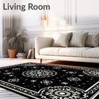 Black Ivory Central Mandala Ornament Rug