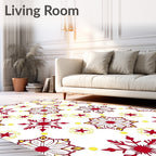 Winter Red and Yellow Snowflake Medallions Rug