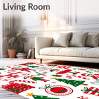 Festive Christmas Elves and Candy Canes Rug