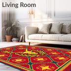 Majestic Yellow Stag Teal Diamond Rug