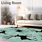 Arctic Black Reindeer Snowflakes Rug