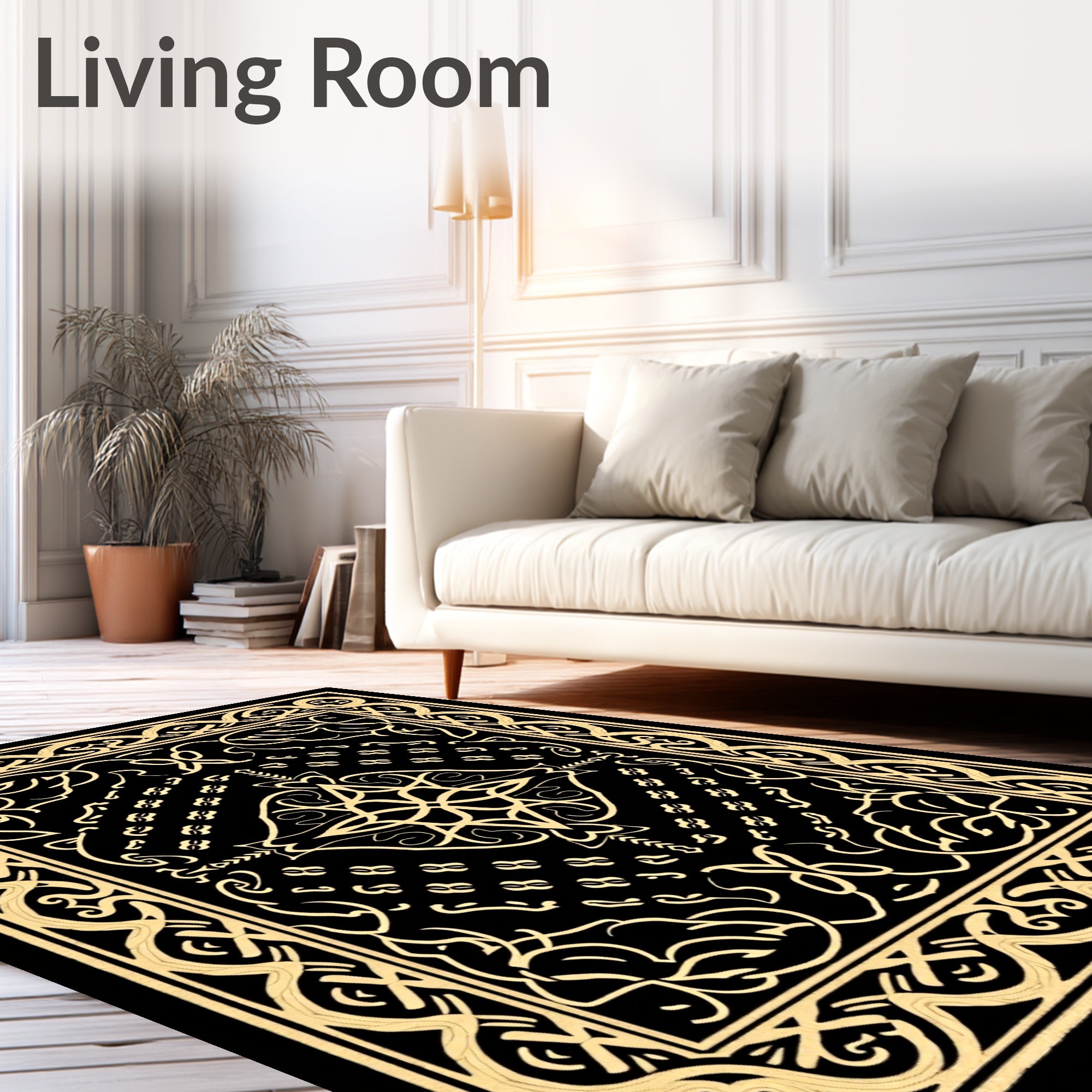 Black Golden Celtic Knot Rug