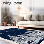 Midnight Snowy Forest Starry Night Rug