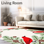 Red Cardinals Fir Sprig Ornament Rug