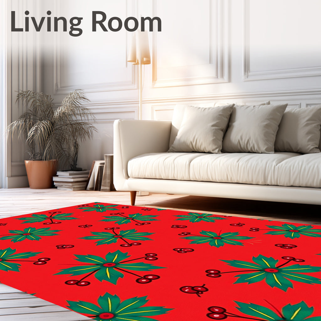 Festive Red Holly Berry Garland Rug