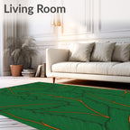 Emerald Green Tropical Leaf Vein Rug