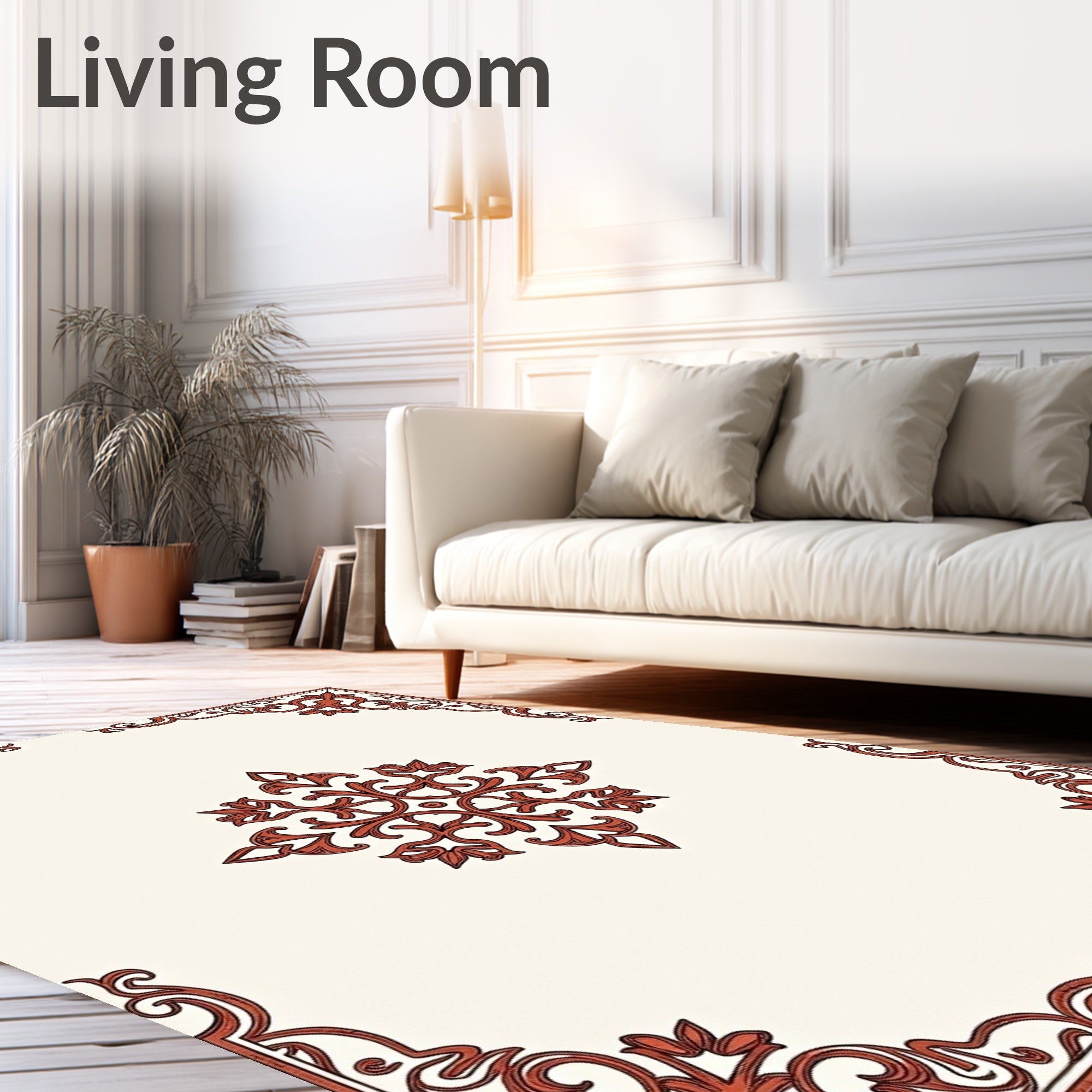 Terracotta Filigree Medallion Ornate Rug