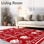 Red White Festive Figural Holiday Rug