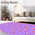 Pale Pink Hearts Vine Purple Field Rug