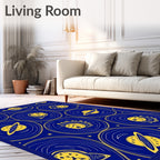 Cosmic Yellow Planets Blue Night Rug