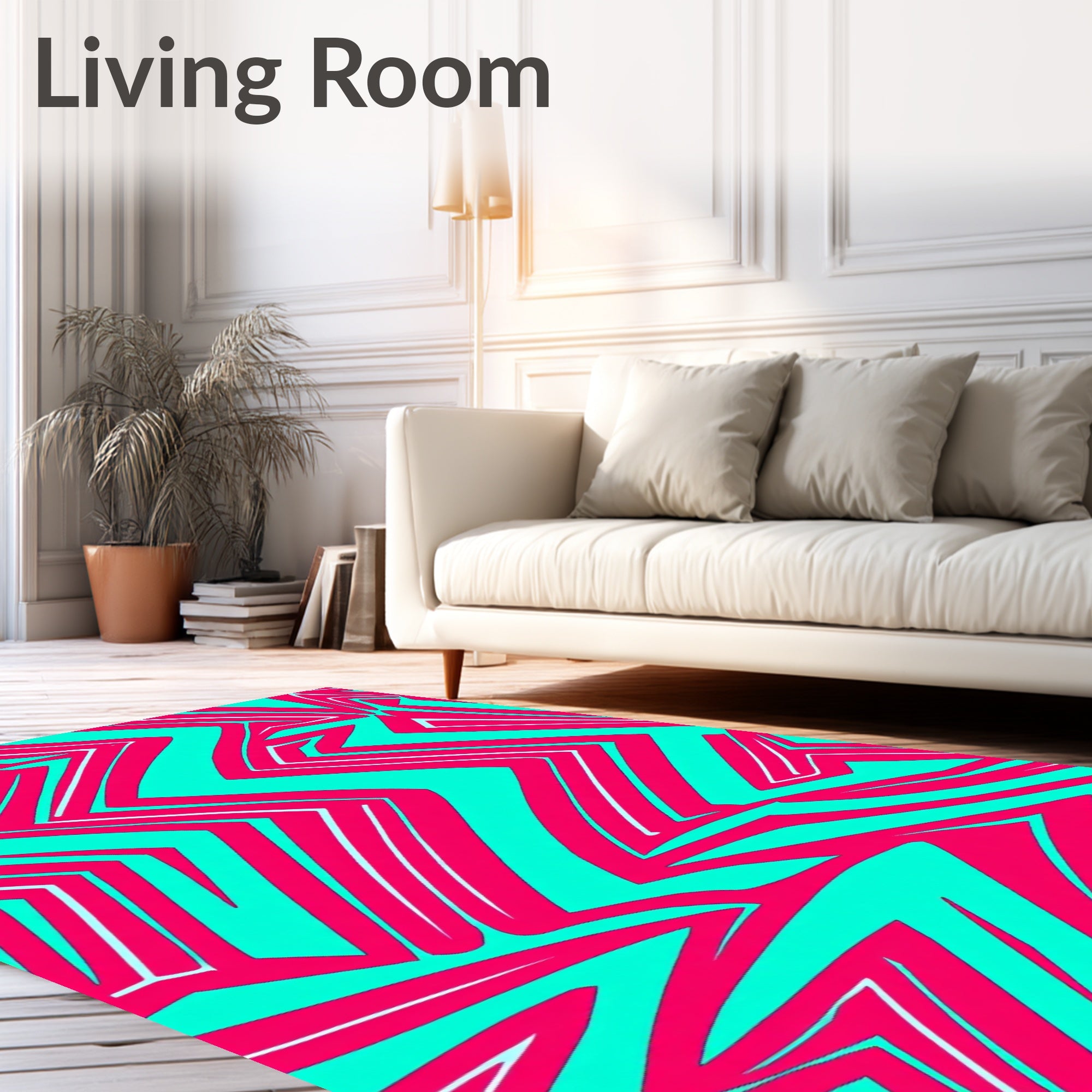 Vibrant Teal Electric Zigzag Rug