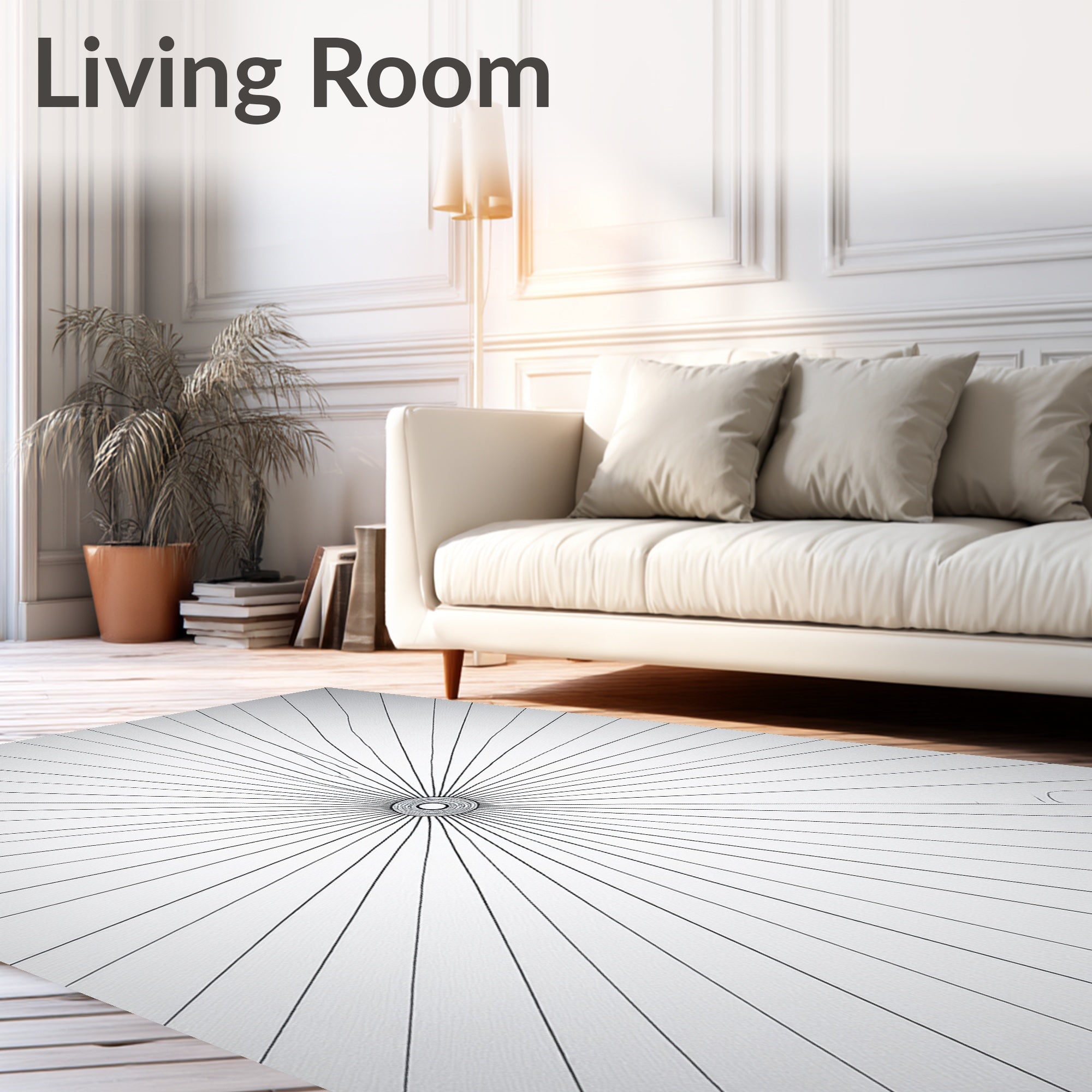 Monochrome Radial Sunburst Rug