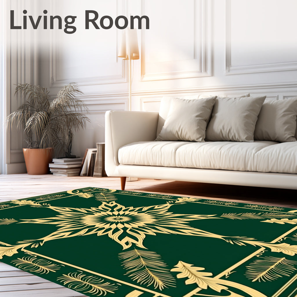 Emerald Gold Ornate Radial Medallion Rug