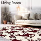 Deep Red Reindeer Folk Art Rug