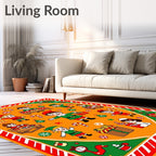 Joyful Elves Christmas Present Scene Rug