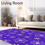 Winter Snowflakes Purple White Abstract Rug